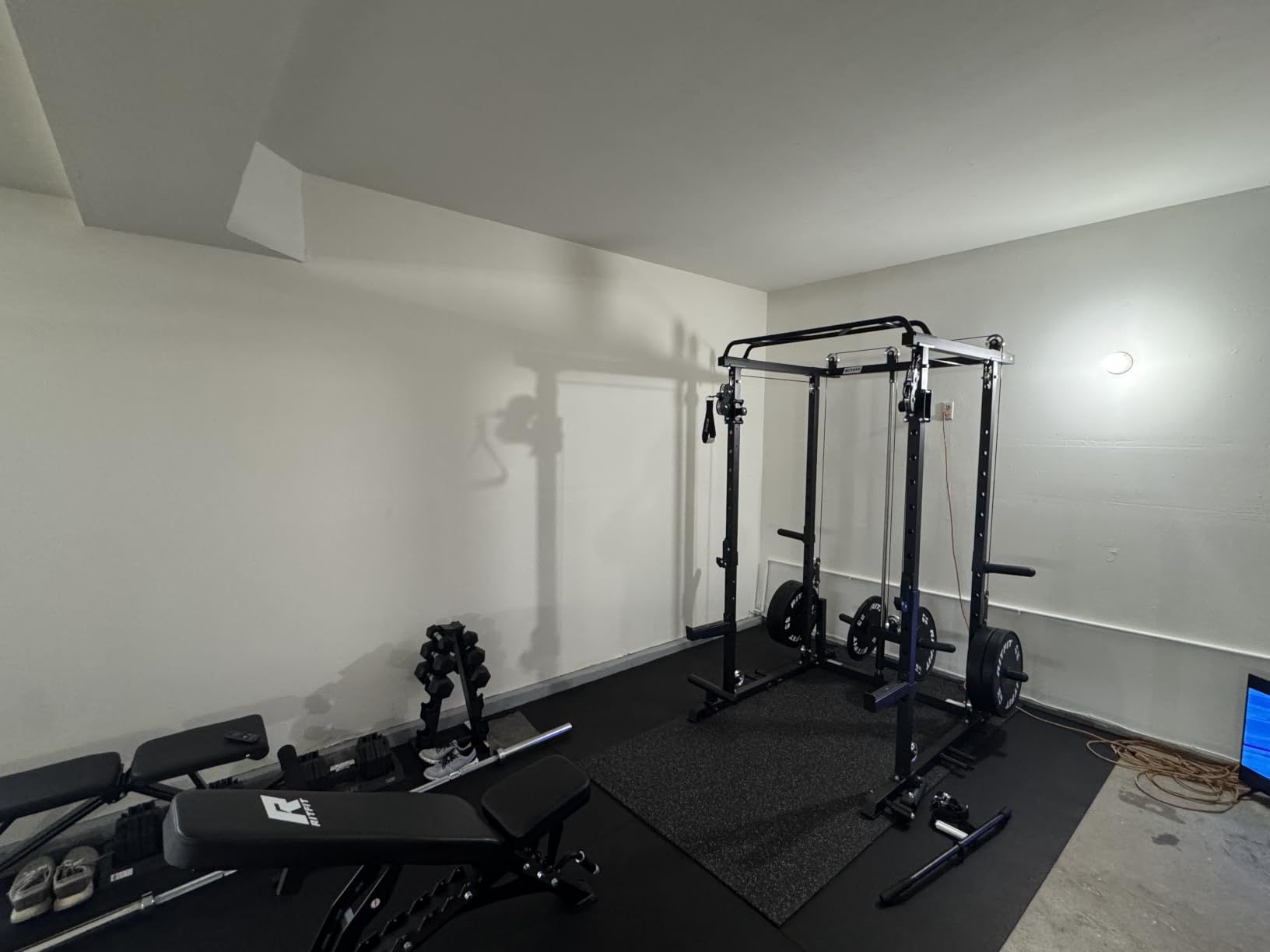 RitFit Multi-Function Garage & Home Gym Package Includes 1200LBS Power Cage PPC03/P3 with Cable Crossover System, Weight Bench, Olympic Barbell Weight Set, Full Body Workout customer photo 1