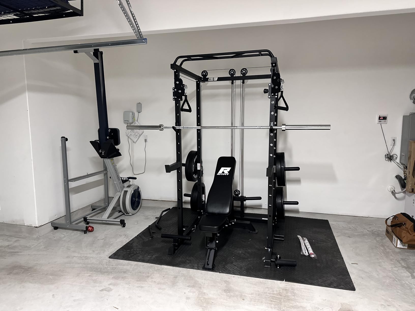 RitFit Multi-Function Garage & Home Gym Package Includes 1200LBS Power Cage PPC03/P3 with Cable Crossover System, Weight Bench, Olympic Barbell Weight Set, Full Body Workout customer photo 2