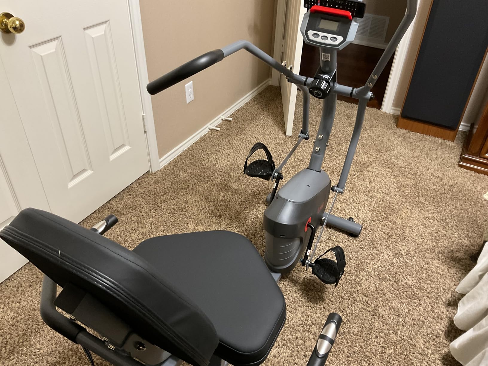 Sunny Health & Fitness Smart Recumbent Bike with Dual-Motion Arm Exercisers, SunnyFit App, Full-Body Training, Step-Thru Design, 8-Lvl Resistance, Quick-Adjust Seat, Pulse Sensors, 265LB Capacity customer photo 1