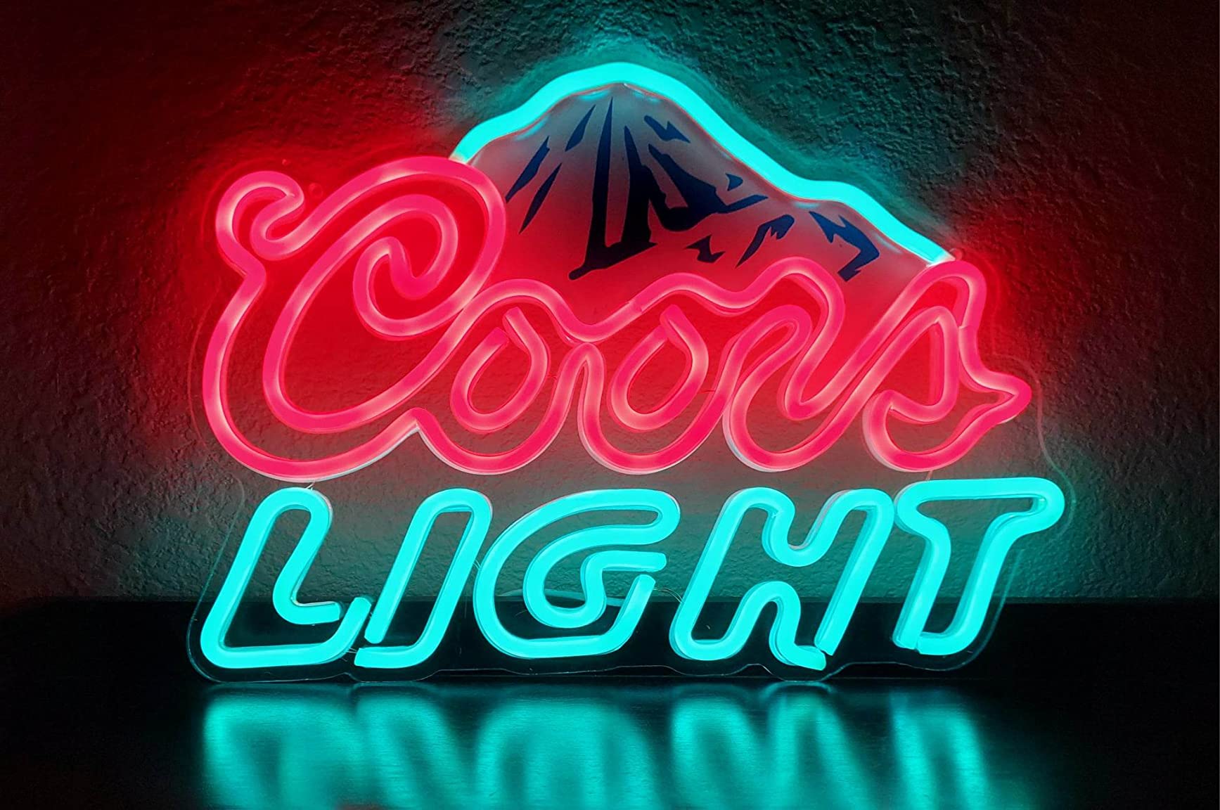 Beer Neon Sign LED Neon Beer Bar Signs for Man Cave Decor Beer Logo Sign with Mountain Pattern Printing Chill Mountain Home Bar Sign (Beer Logo) customer photo 1
