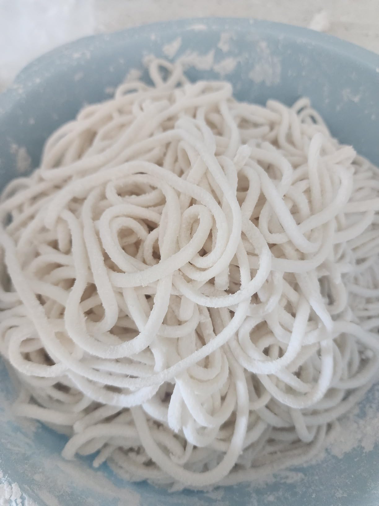 Electric Pasta Maker Automatic Noodle Machine Fresh Pasta Dough Roller Stainless Steel(2 Blades for 2.5mm Round&4mm Flat Noodle,9 Thickness Settings 0.5mm-5mm,Family Use, Output 10LBS/H,135W) customer photo 1