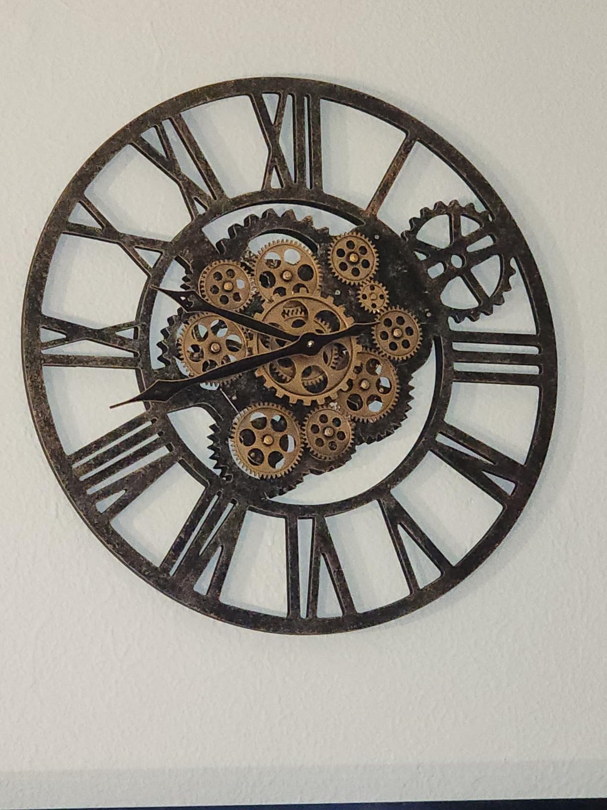 Lafocuse 23 Inch Real Moving Gear Wall Clock, Steampunk Wall Clock Gears Rustic, Farmhouse Wooden Large Wall Clocks for Living Room Decor Kitchen customer photo 1