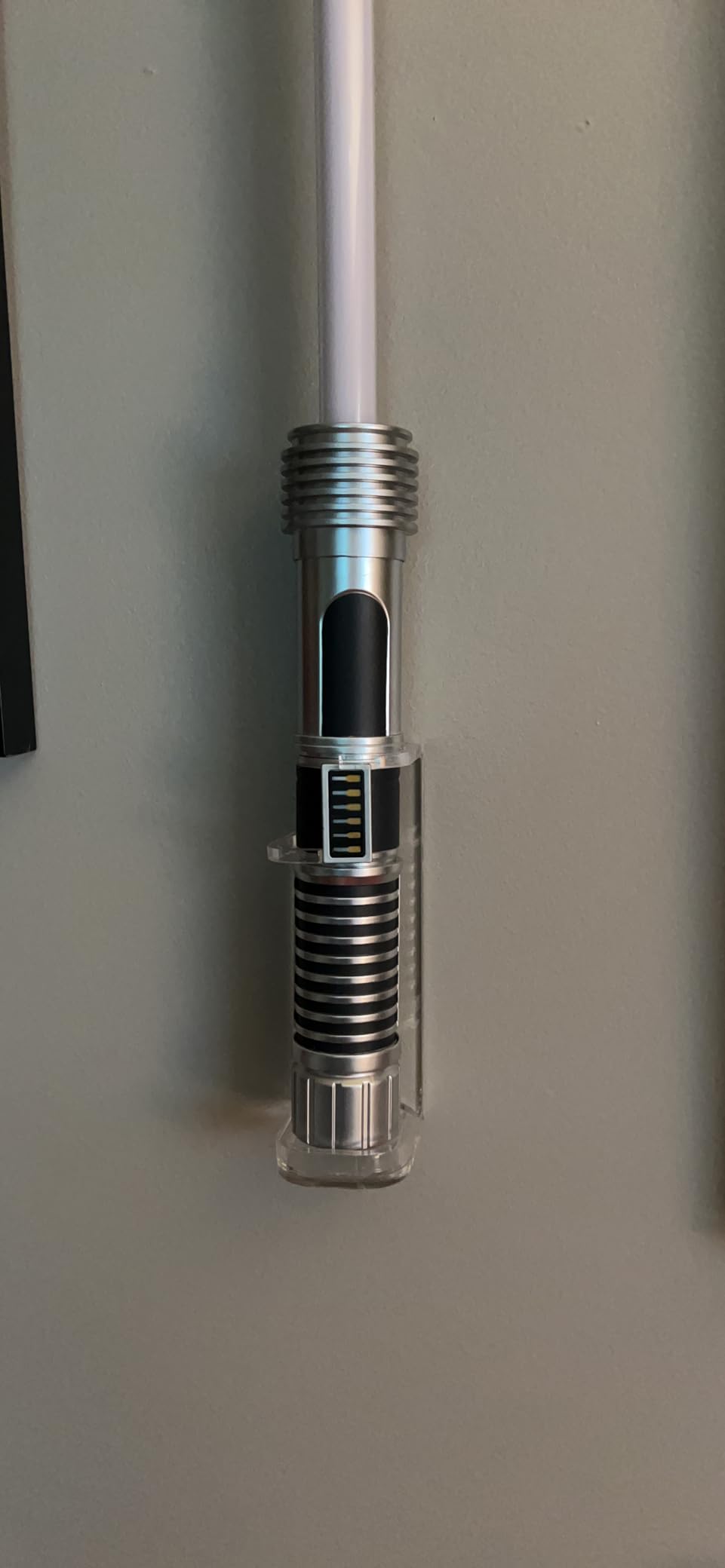 Cosmos 1 Pc Lightsaber Wall Mount Stand Light Saber Display Rack Wall Holder, Acrylic Lightsaber Display Stand Lightsabers Holder Compatible with Most Lightsabers Screw Hardware Included customer photo 1