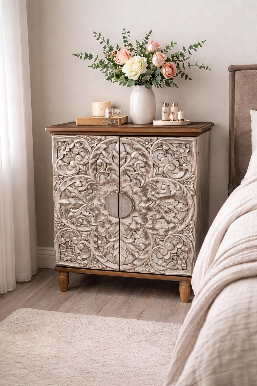 PHI VILLA Accent Cabinet with Doors - Antique Storage Cabinet for Entryway Buffet Sideboard customer photo 1