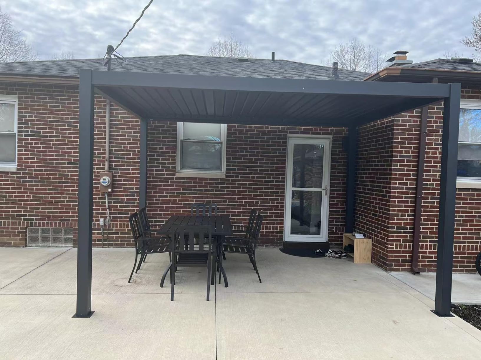 10'x12' Louvered Pergola, Outdoor Pergola with Adjustable Roof & Integrated Drainage System, Heavy Duty Metal Pergola for Patio Backyard Garden Deck Poolside Shade Shelter customer photo 2