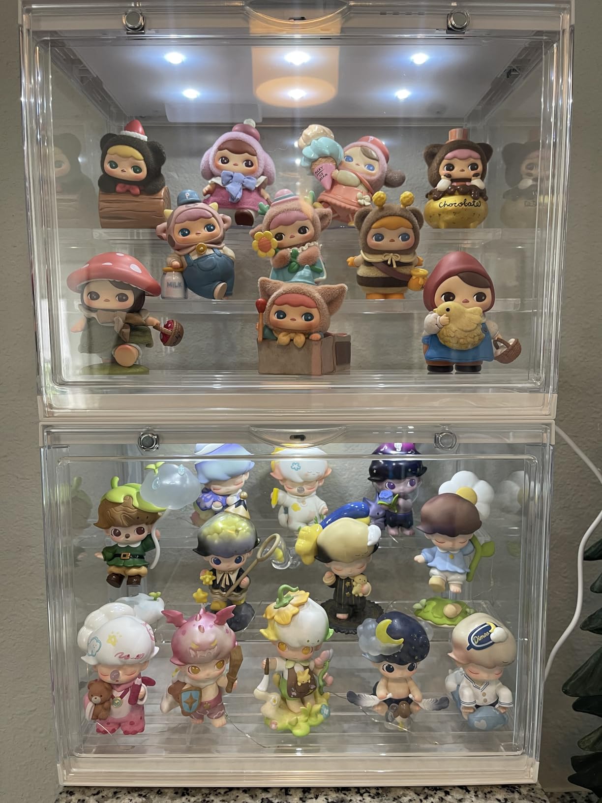 LED Acrylic Display Case for Collectibles, Cordless Power Stacking Showcase with 3-Tier Steps - Clear Dustproof Protector Box with Magnetic Door for Action Figures, Popmart, Funko pop customer photo 2