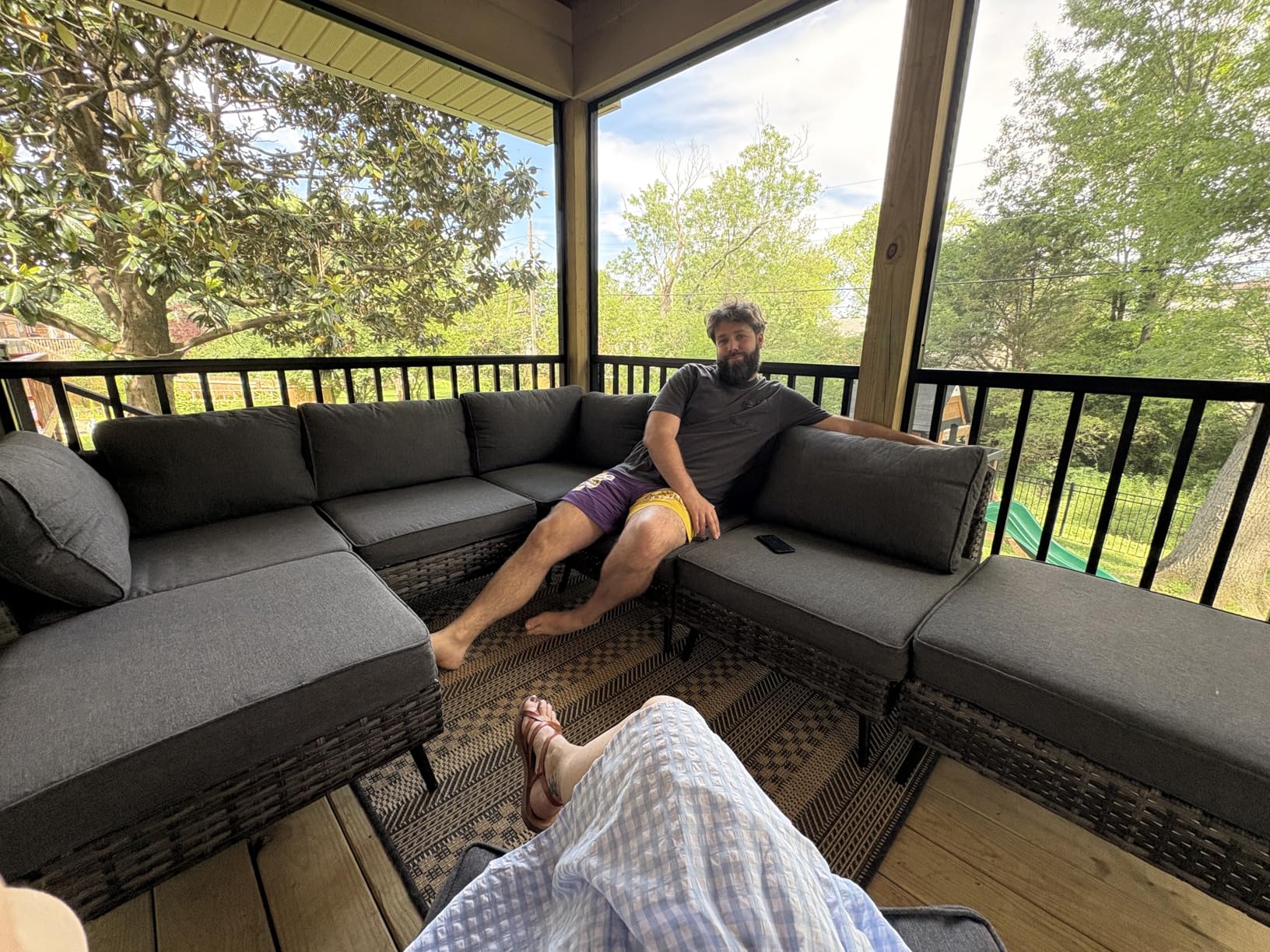 LAUSAINT HOME Outdoor Patio Furniture, 8 Piece Outdoor Sectional Sofa PE Rattan Wicker Patio Conversation Sets, All Weather Patio Furniture Set with Thick Cushions for Garden, Poolside, Backyard(Beige) customer photo 2