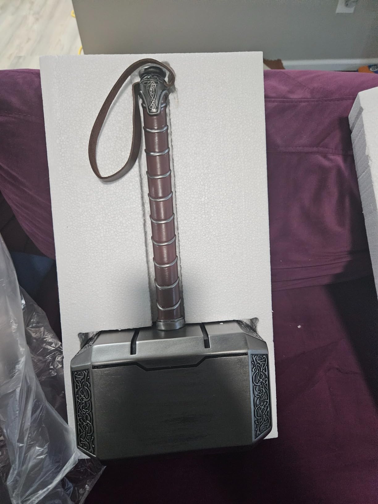 ZKBWFLA Thor Hammer with Base Thor The Dark World Lightning Strike Hammer | thors hammer PVC Replica for Cosplay, Collection and Display customer photo 1