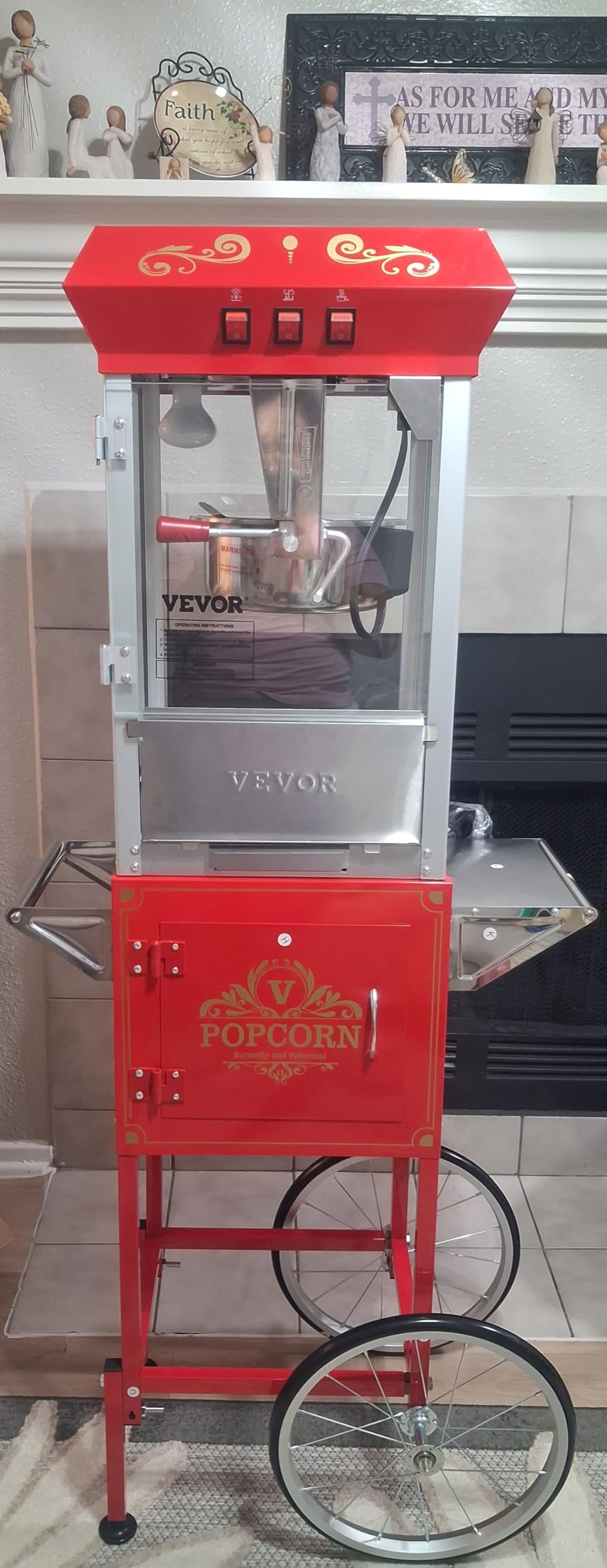 VEVOR Commercial Popcorn Machine, 8 Oz Kettle, 850 W Popcorn Maker on Wheels for 48 Cups per Batch, Theater Style Popper with 3-Switch Control Steel Frame Tempered Glass Doors customer photo 2
