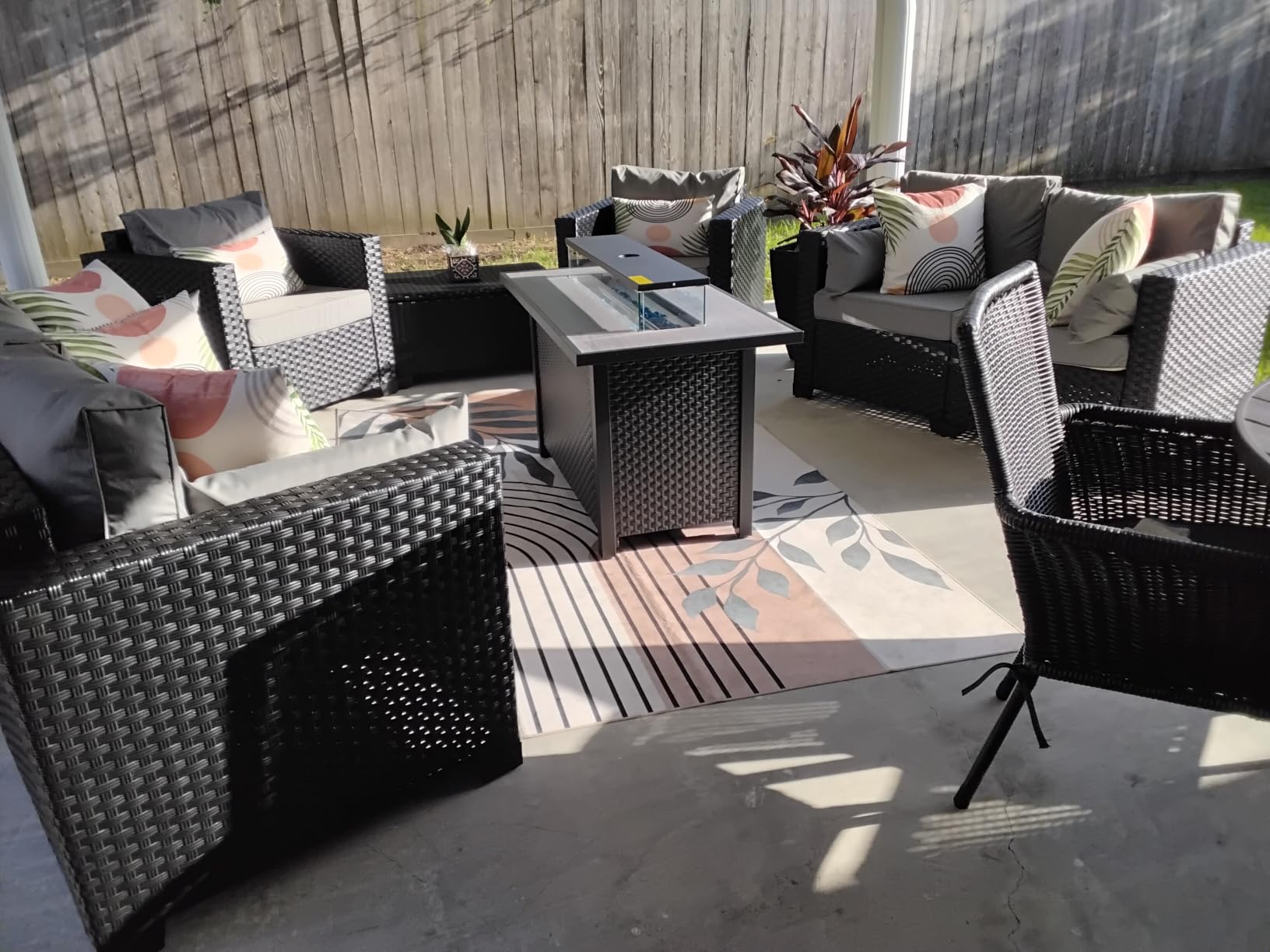 Rattaner 6 Pcs Outdoor Furniture Sets Patio Furniture Set with 45