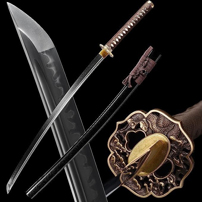 Shinken Sword Katana Sword, Clay Tempered T10 Steel, Full Tang | Hand-forged 40.9 inch samurai sword; 28 inch blade, real hamon, genuine ray skin tsuka, for adult collection and display customer photo 1