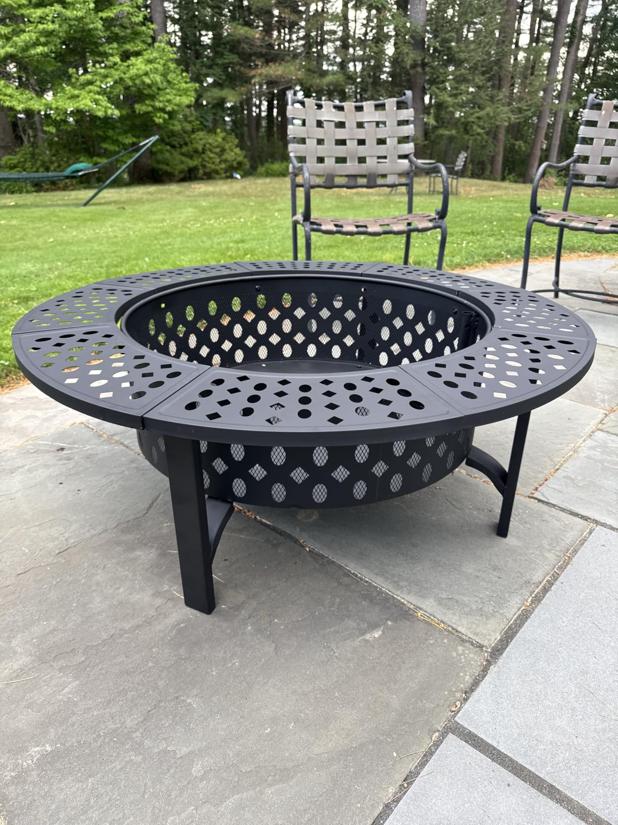 OutVue 36 Inch Fire Pit with 2 Grills, Wood Burning Fire Pits for Outside with Lid, Poker and Round Waterproof Cover, BBQ & Outdoor Firepit & Round Metal Table 3 in 1 for Patio, Picnic, Party customer photo 2