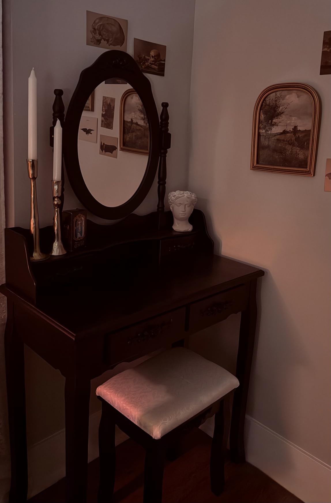 Alohappy Girls Vanity Desk, Makeup Vanity Set with Mirror & Stool, Makeup Table Black Vanity Desk with 4 Drawers Vintage Rose Carving Dressing Desk for Bedroom, Studio (Black) customer photo 1