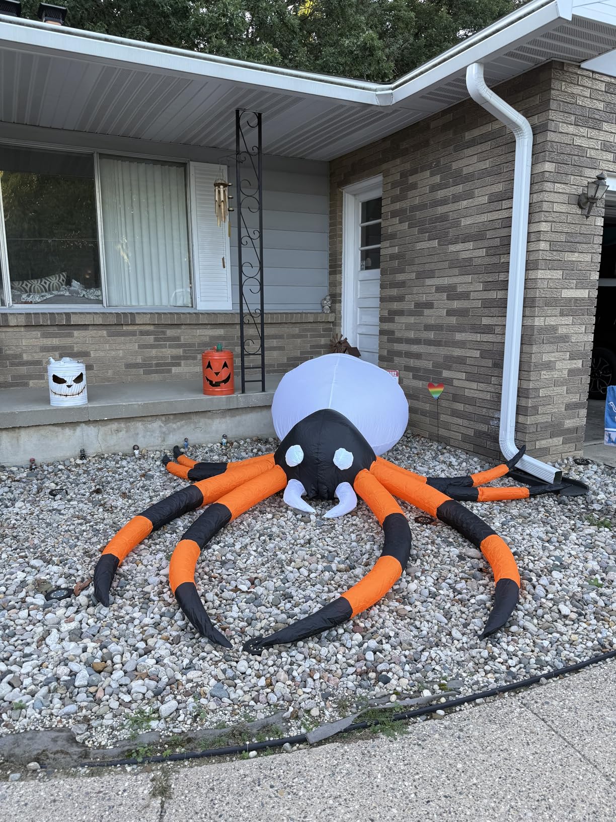 zukakii 12Ft Halloween Inflatables Spider with 7-Colors Changing LED Lights, Decorations Outdoor Rotating Lights & Glowing Eyes, Large Creepy Props for Yard Garden Decor Orange customer photo 1