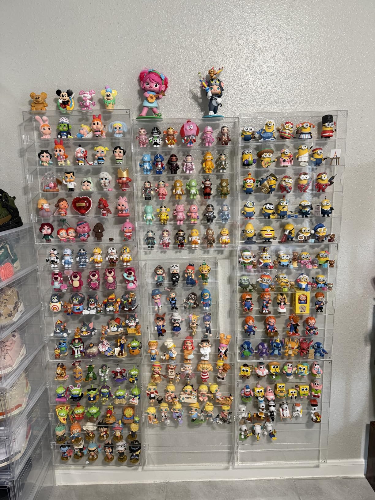 AITEE Acrylic Display Case for Mini Funko Pop Figures, Clear Wall Mounted or Desktop 3 Layer Storage Cabinet Organizer for Mini Figures,Collections,Dustproof Display Case for Toys Rock Stone customer photo 1