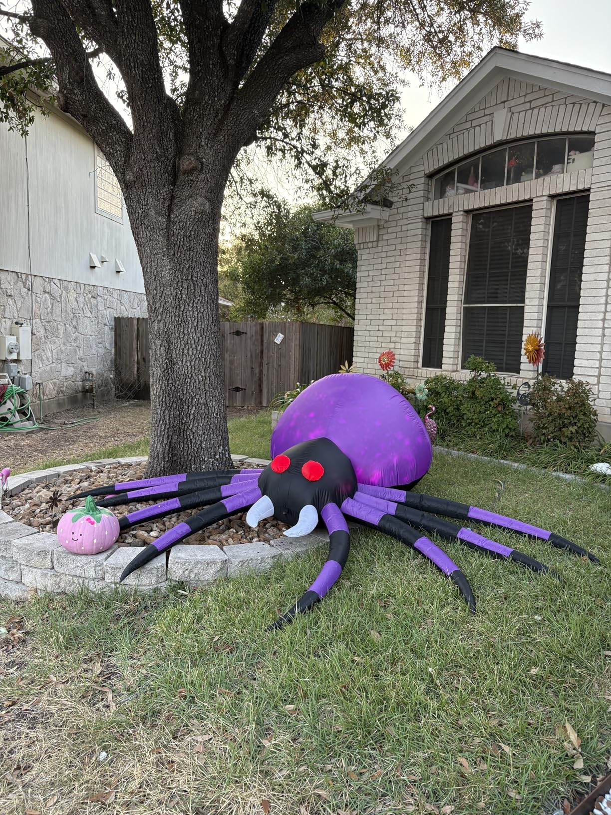 10 FT Halloween Inflatable Spider Outdoor Decorations for Yard, Big Purple Crawling Spider with LED Rotating Flame, Giant Halloween Spider for Halloween Party Holiday Garden Lawn Patio House Decor customer photo 2