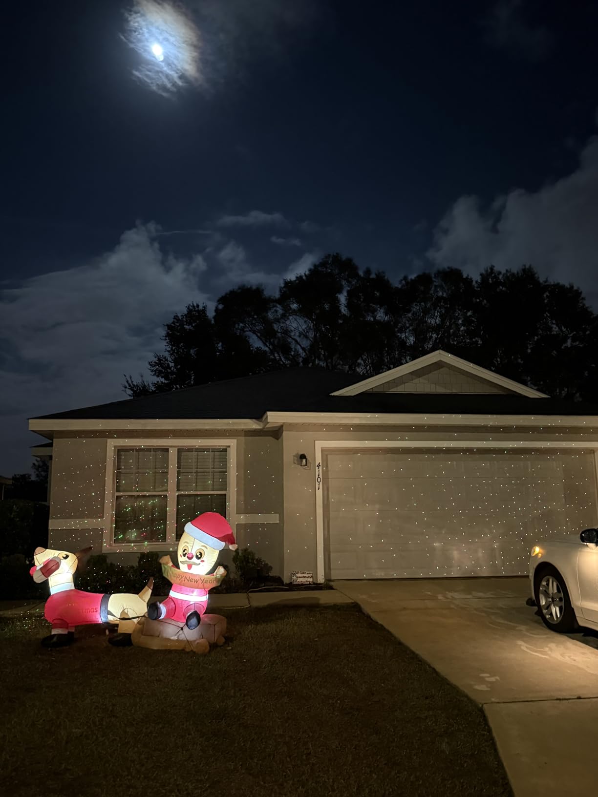 SUNFUCAN Laser Christmas Projector Lights Outdoor, Outdoor Garden Laser Light, Landscape Lights with Red and Green Stars, IP65 Waterproof, Cold Resistant customer photo 1