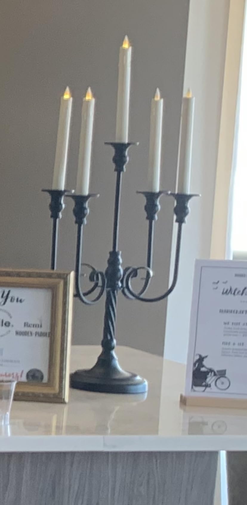 Candeldo 20 Inches Black Candelabra Halloween Decorations Set of 2 | Gothic Candle Holder, 5 Arm Metal Candlestick Stand, for Fireplace, Table Centerpiece, Victorian Decor customer photo 1