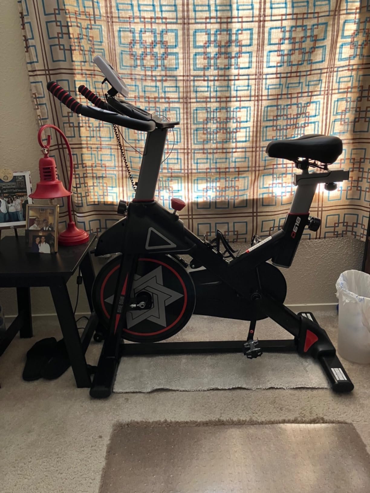 POOBOO Exercise Bike, Stationary Bike for Home Gym, Indoor Cycling Bike w/Comfortable Seat Cushion & Tablet Mount, Silent Belt Drive Indoor Bike for Cardio Workout customer photo 2