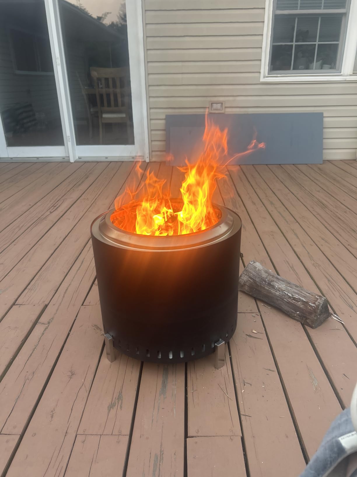 OutVue 19.5 inch Stainless Steel Smokeless Fire Pit, Outdoor Smokeless Firepit, Wood Burning Fire Pits for Camping, Bonfire, Low Smoke Firepit for Outside customer photo 1