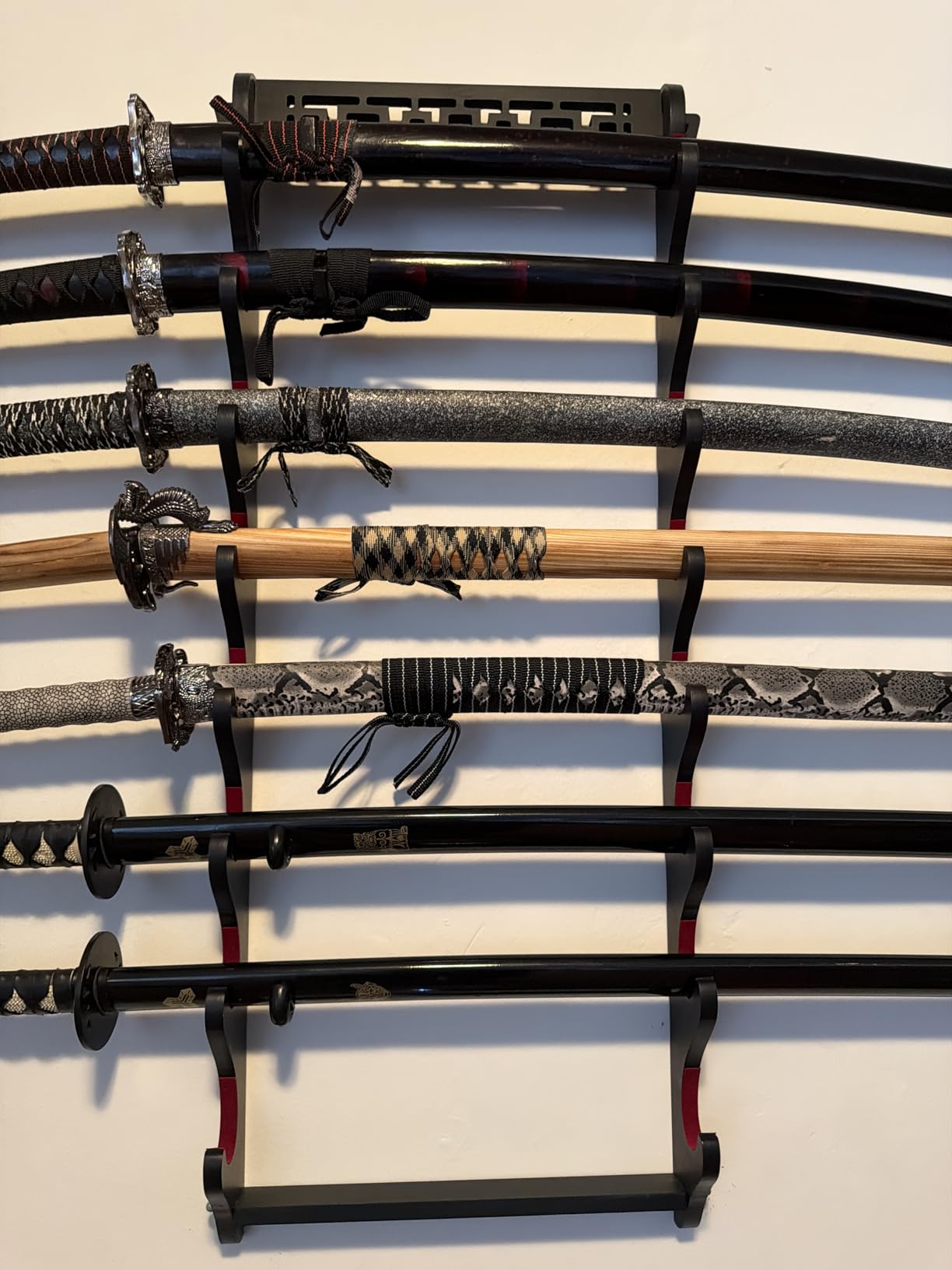 Barydat Katana Sword Holder Stand Wall Mount Katana Samurai Sword Display Rack Hanger Gifts for Japanese Wakizashi Hobby Collection for Men (8 Tier) customer photo 1