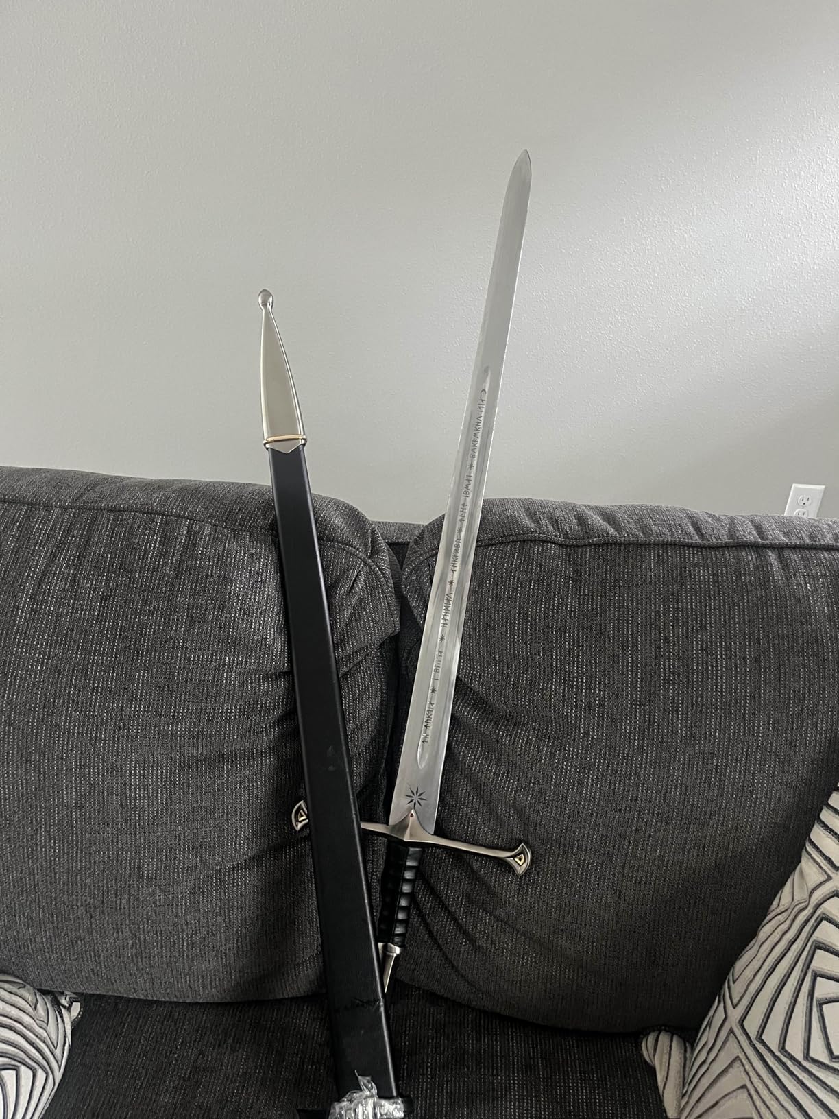 Legendary King's Sword Replica | Hand-Crafted Authentic Engraved Stainless Steel Blade | Wall Mount Plaque & Scabbard Included | Collector's Edition customer photo 2