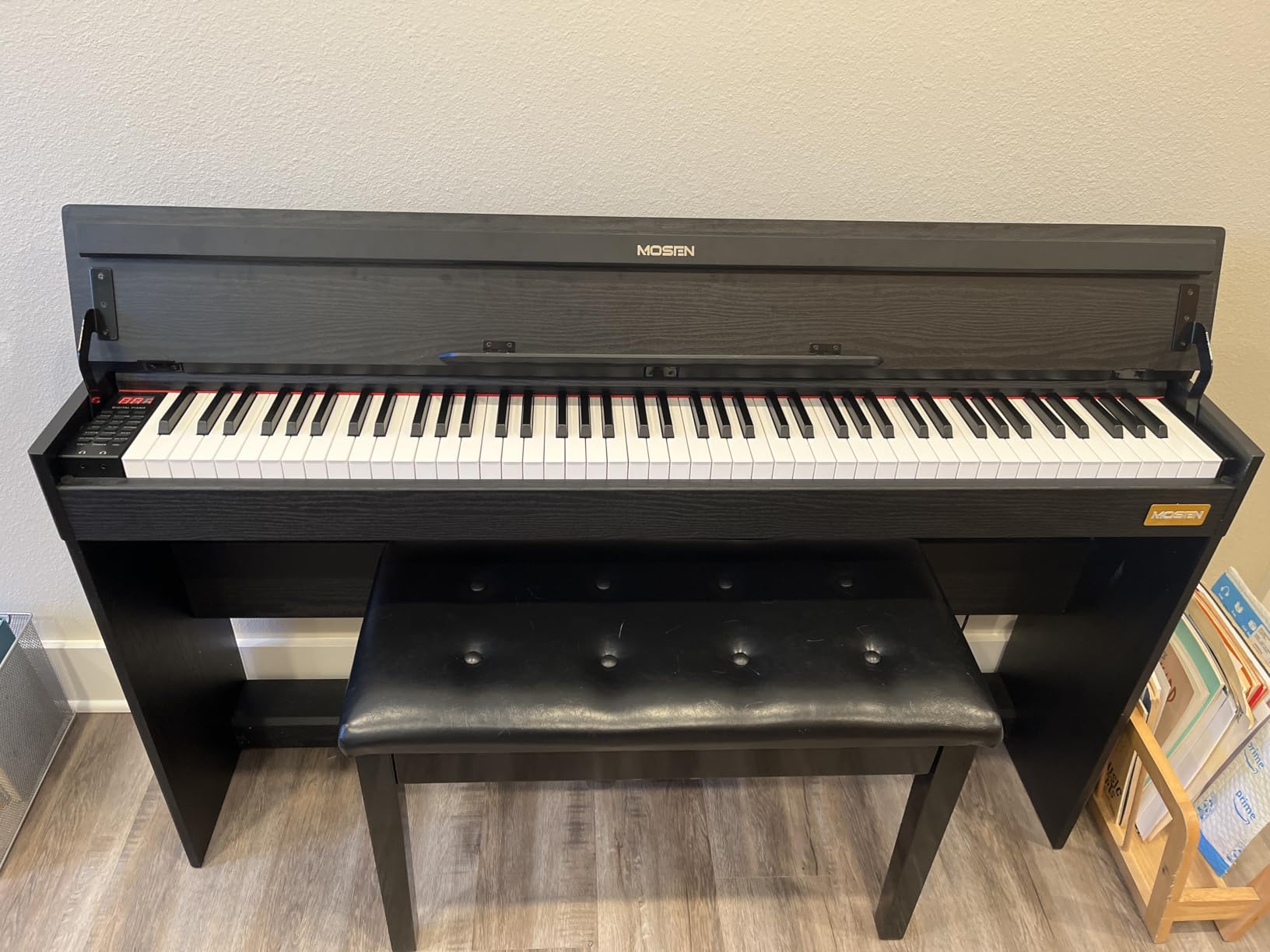 MOSEN 88 Key Fully Weighted Digital Piano Graded Hammer Action Keyboard, 380 tones, triple pedal, upright wood stand and USB-MIDI support; full size home electric piano for beginners customer photo 2
