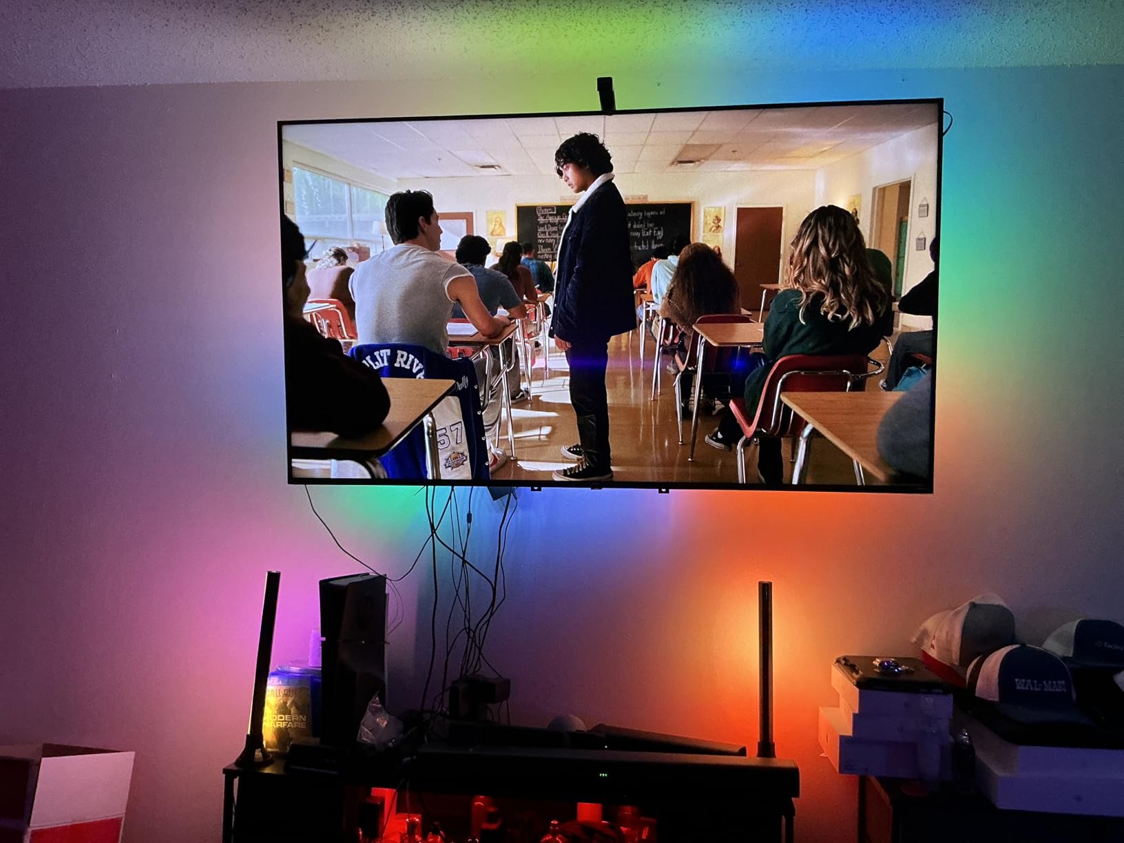 Govee TV Backlight 3 Lite Kit, 11.8ft RGBICW Wi-Fi TV LED Strip Lights for 55-65in TVs with Camera and 15 Inches Smart Light Bars with 4-in-1 Light Beads - Works with Alexa & Google Home customer photo 1