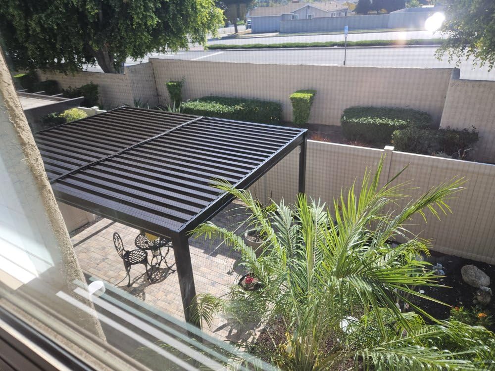 Domi Louvered Pergola 10x20, Outdoor Metal Pergola with Adjustable Roof and Drainage System, for Patio, Backyard, Deck, Espresso Brown customer photo 1