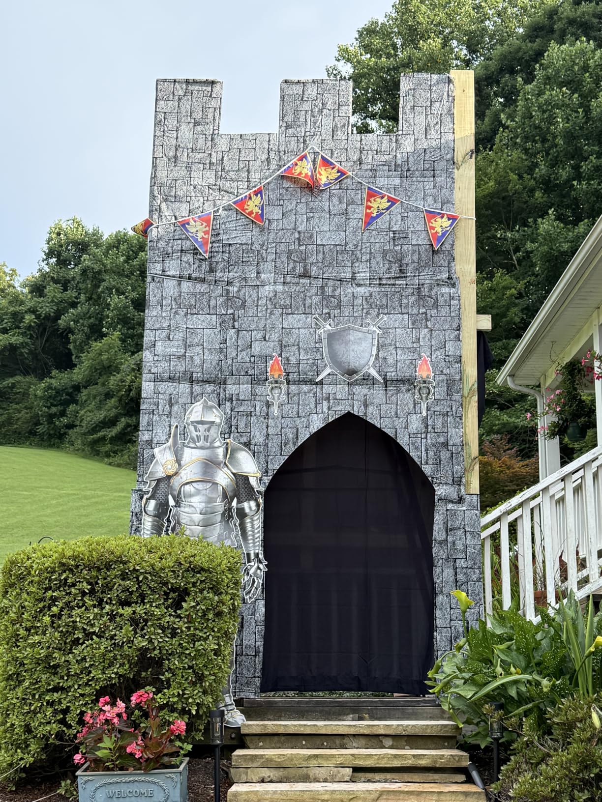 Hahafelt 6 Pcs 72 ft Medieval Fantasy Pennant Banner with Lion Design Medieval Party Decorations Hanging Party Bunting Banner Garden Triangle Flag for Castle Theme Festival Birthday Decor customer photo 1