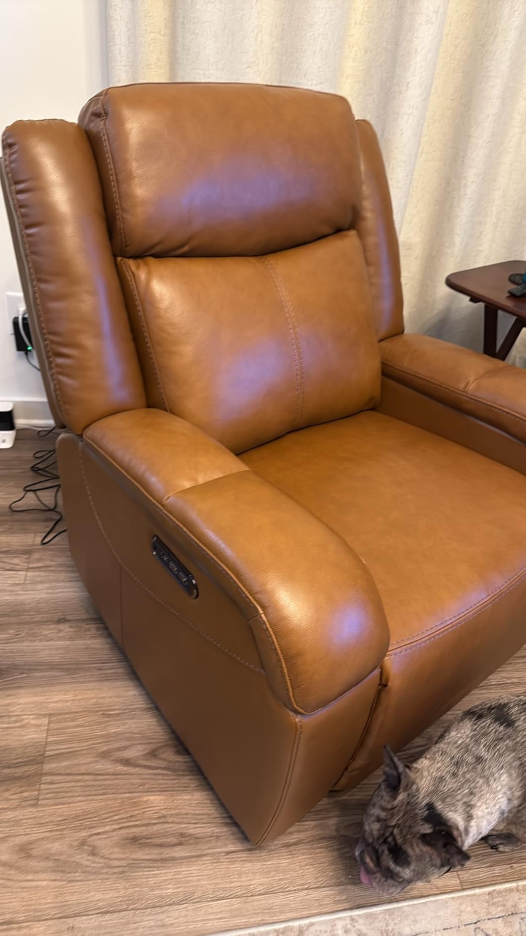Watson & Whitely Genuine Leather Power Recliner Chairs for Adults, Wall Hugger RV Recliner with Power Headrest & Charging Ports, Electric Recliner Sofa Chair for Living Room, Dark Brown customer photo 1