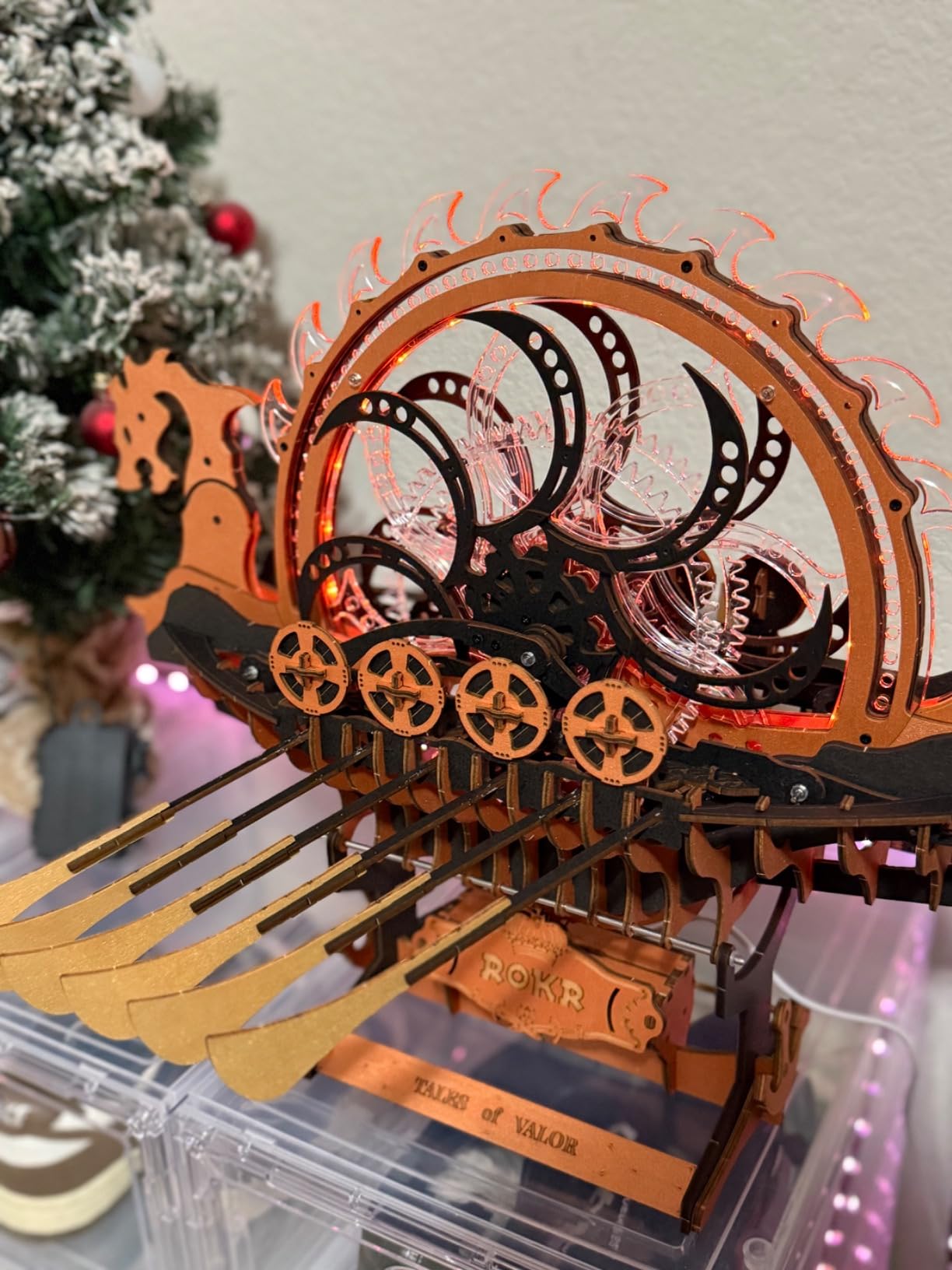ROBOTIME LK802 Viking Dragon Ship Mechanical Wooden Puzzles, 229 Pieces 3D Puzzles for Adults, Crafts for Adults Hobby Building Kit customer photo 2