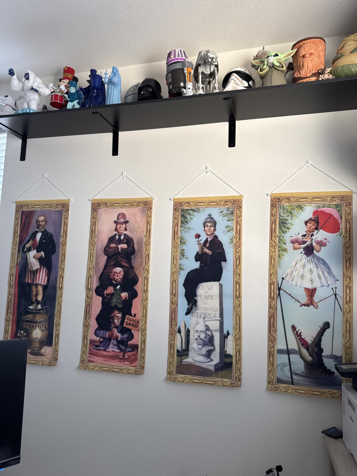Halloween Decorations Large 4 PCS Haunted Mansion Stretching Portraits Vintage Vinyl Backdrop Decor Outdoor Horror Poster for Indoor Holiday Home Wall Art Wallpaper Hanging Porch Sign Banner Party customer photo 1