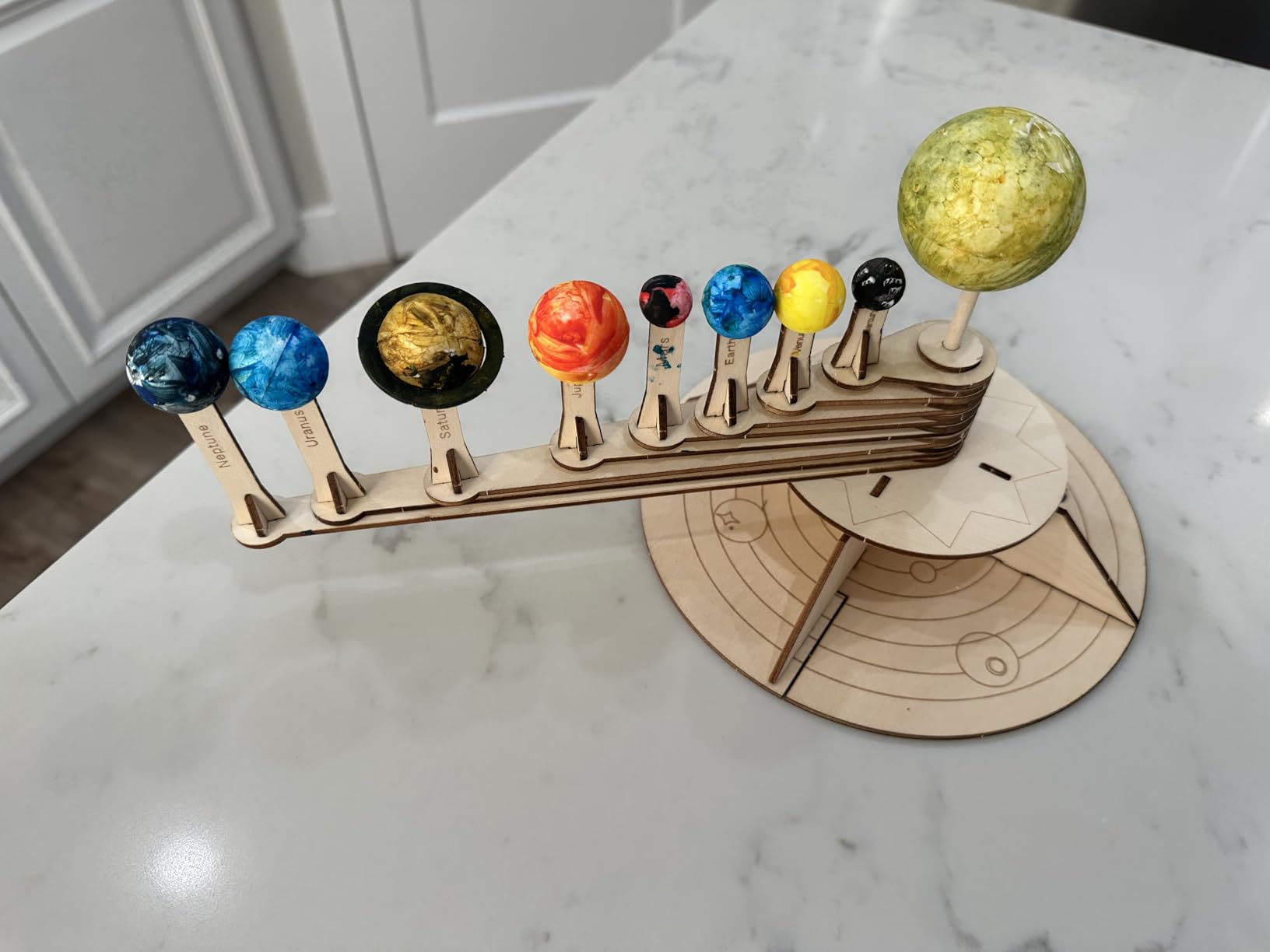 Nine Planets DIY Solar System Model for Kids - Complete Solar System Kit for Kids 8+ Years Old - Includes Wood Model & Puzzle with Fact Cards customer photo 2