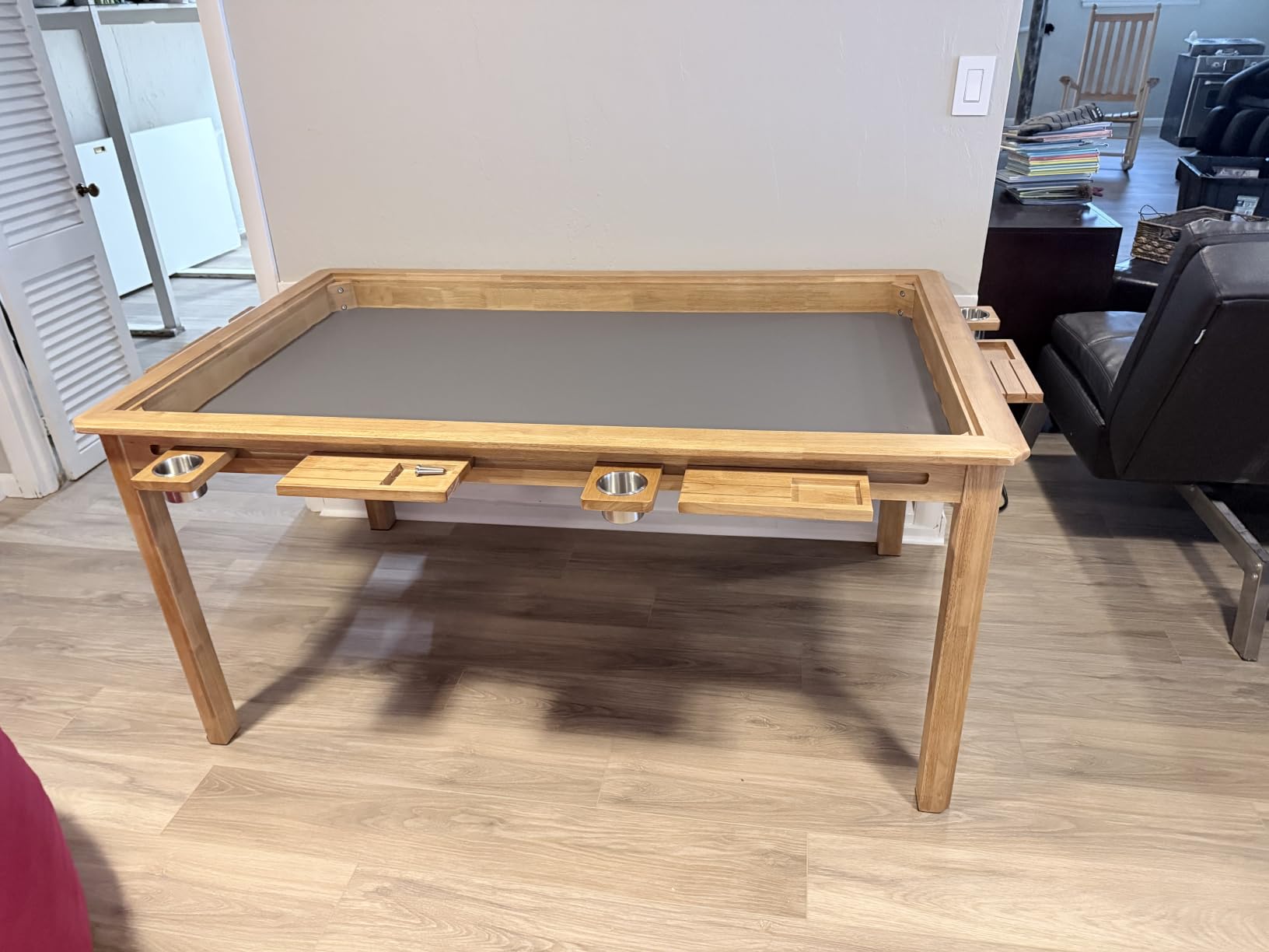 Board Game Table with Removable Table Top, Seats 4 to 6 Players with 57in x 33in Play Area, Includes Play Mat, Detachable Cup Holders and Dice Trays, Minimal Assembly Required customer photo 1