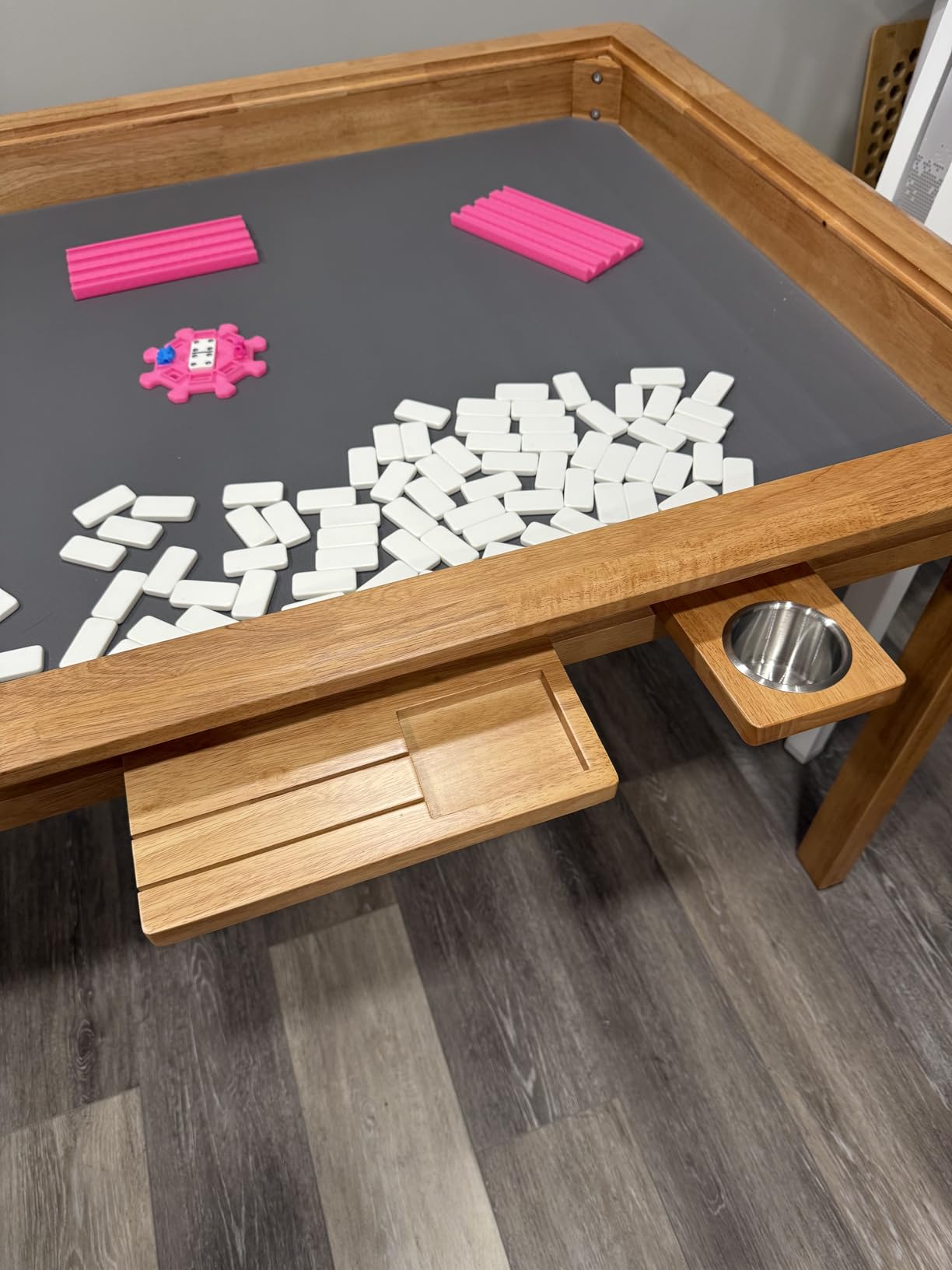 Board Game Table with Removable Table Top, Seats 4 to 6 Players with 57in x 33in Play Area, Includes Play Mat, Detachable Cup Holders and Dice Trays, Minimal Assembly Required customer photo 2