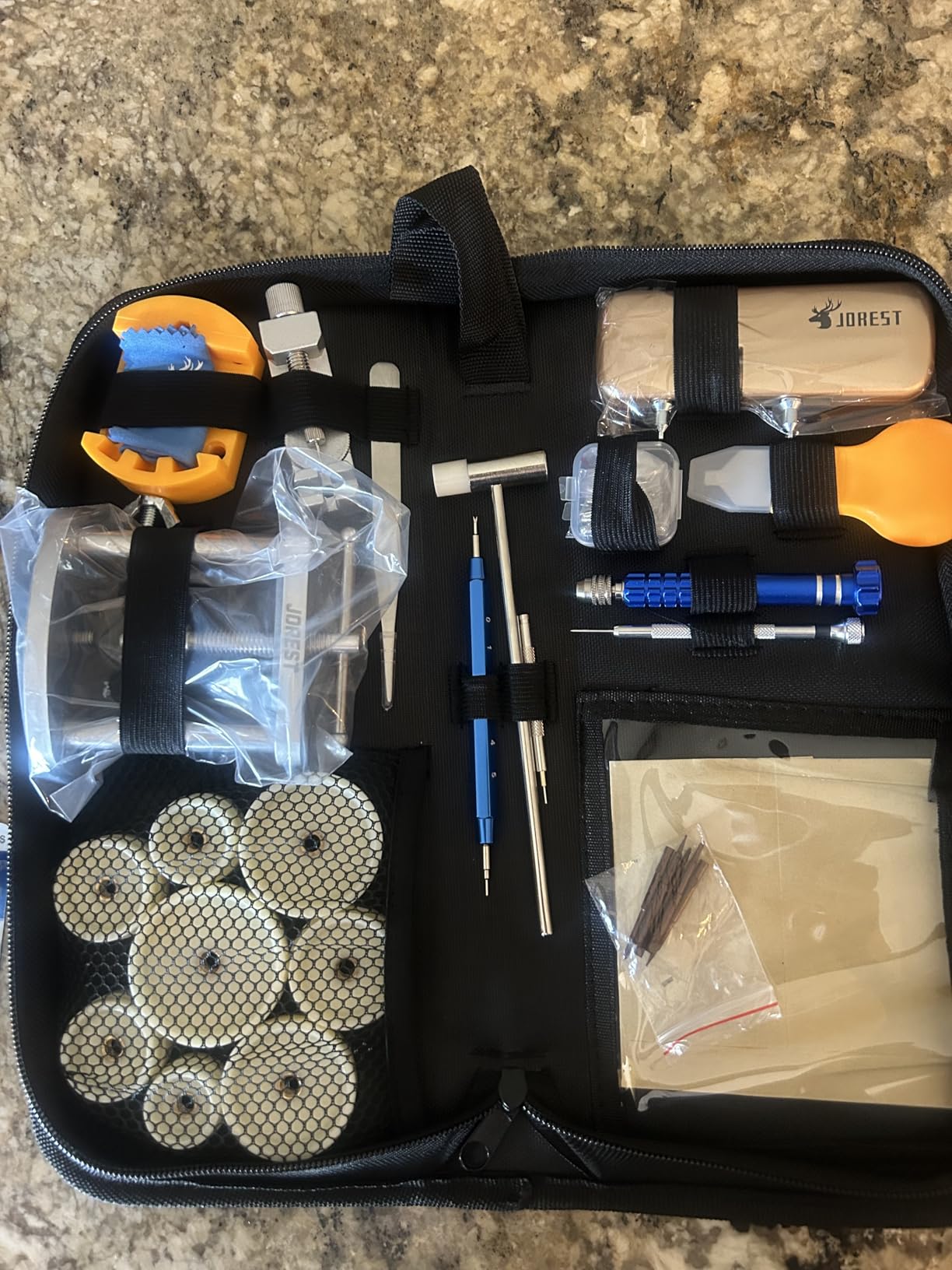 JOREST Watch Repair Kit + Watch Press Tool, Battery Replacement, Strap Adjustment, Wrench Opening Back Cover, Case Opener/Closer, Link Remover Sizing Bracelet, Screwdriver Band Pin Removal, Spring Bar customer photo 1