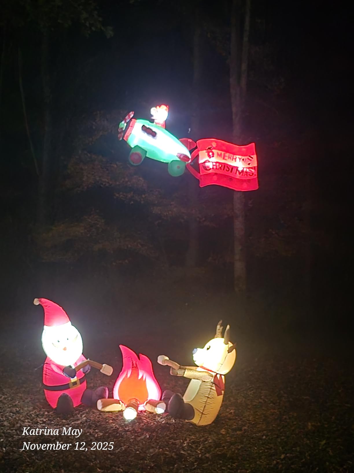 10.5 FT Animated Christmas Inflatables Santa Claus on Airplane, Xmas Blow Ups Outdoor Decorations for Yard Garden Lawn Holiday Home Party Decor customer photo 1