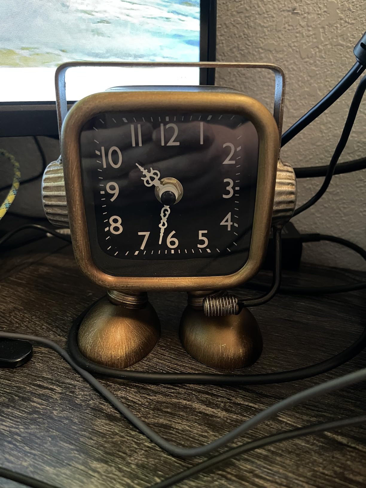 YOUKI Retro Steampunk Clock, Robot Table Clock, Industrial Style Desk and Shelf Clocks, Fireplace Decor, Battery Operated, Silent Non-Ticking, Clock for Office, Living Room, Bedroom customer photo 1