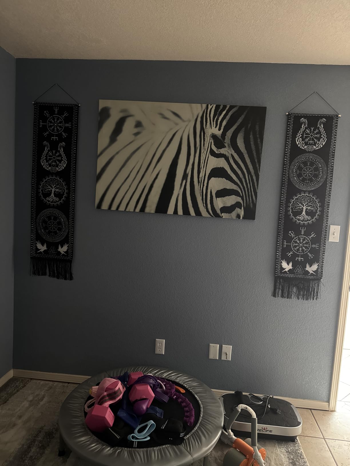 AHANDMAKER 2Pcs Viking Symbol Tapestry, Tree of Life Rune Long Norse Viking Decor Tapestry Wall Hanging, Medieval Rune Tassel Wall Tapestry for Party Bedroom and Living Room Backdrop(45.7x13 Inch) customer photo 2