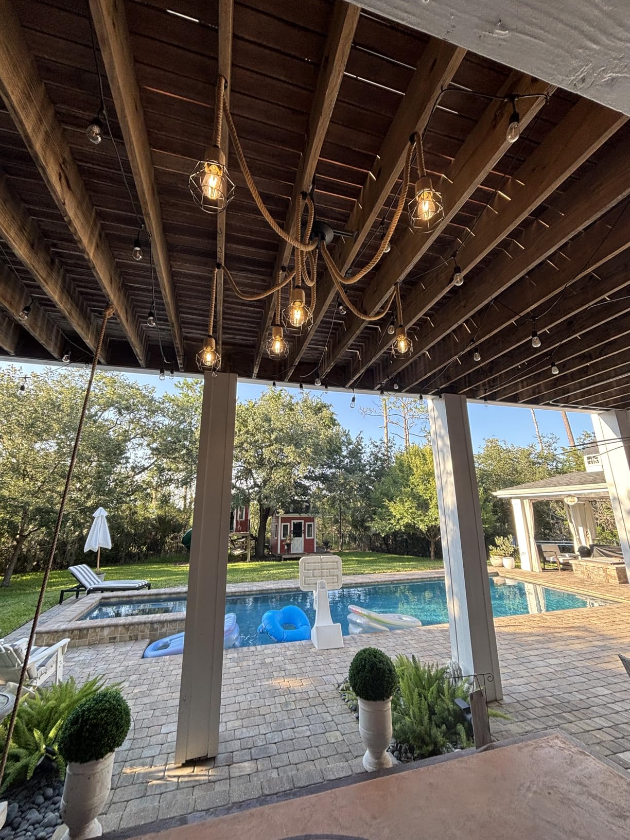 Littleglovo Spider Pendant Lights Kitchen Island, 6 Arms Industrial Hemp Rope Lamp, DIY Adjustable Chandelier Steampunk Hanging Ceiling Lighting Fixture for Dining Room,Farmhouse (6 Heads) customer photo 2