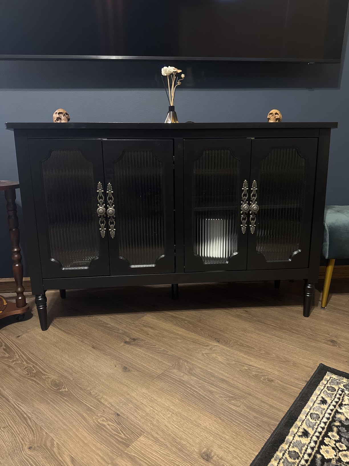 Vintage Buffet Sideboard with 4 Glass Doors, 48
