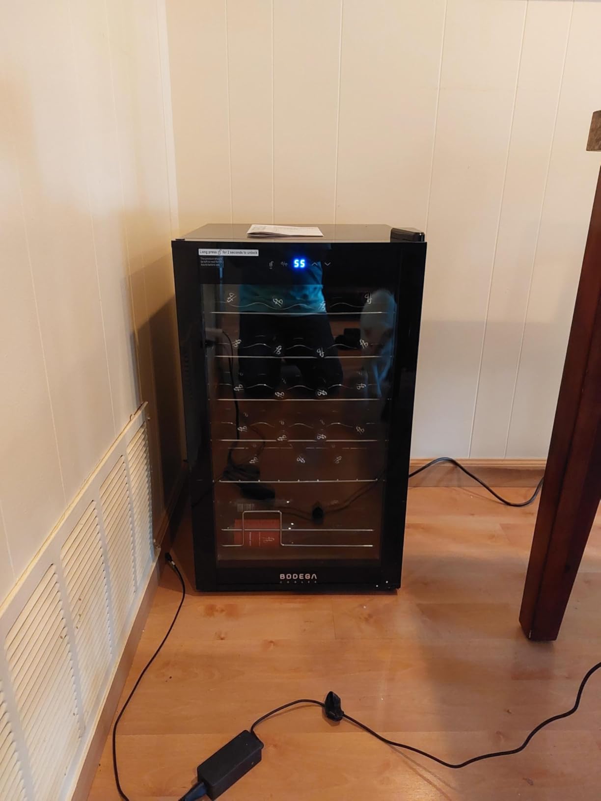 BODEGACOOLER 24 Bottle Mini Fridge for Bedroom, Compressor Wine Cooler Refrigerator for Home and Kitchen, Wine Cooler with Digital Temperature Control & Double-layer Glass Door for Wine, Champagne customer photo 1