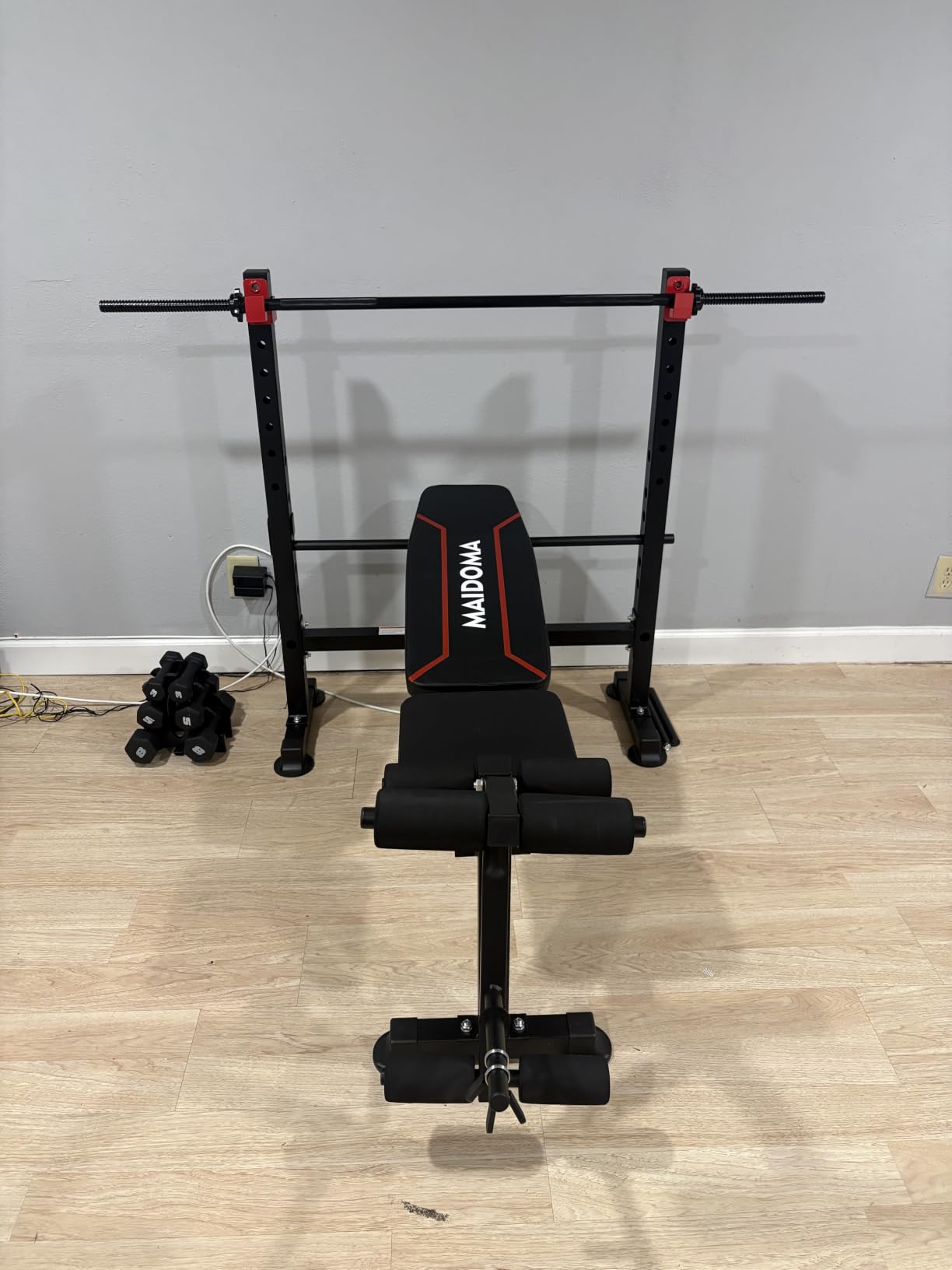 MAIDOMA Foldable 1500LBS Capacity 8 IN 1 Weight Bench Set with Leg Extension/Squat Rack/Preacher Curl, Adjustable Bench Press for Home Gym Full Body Workout customer photo 2