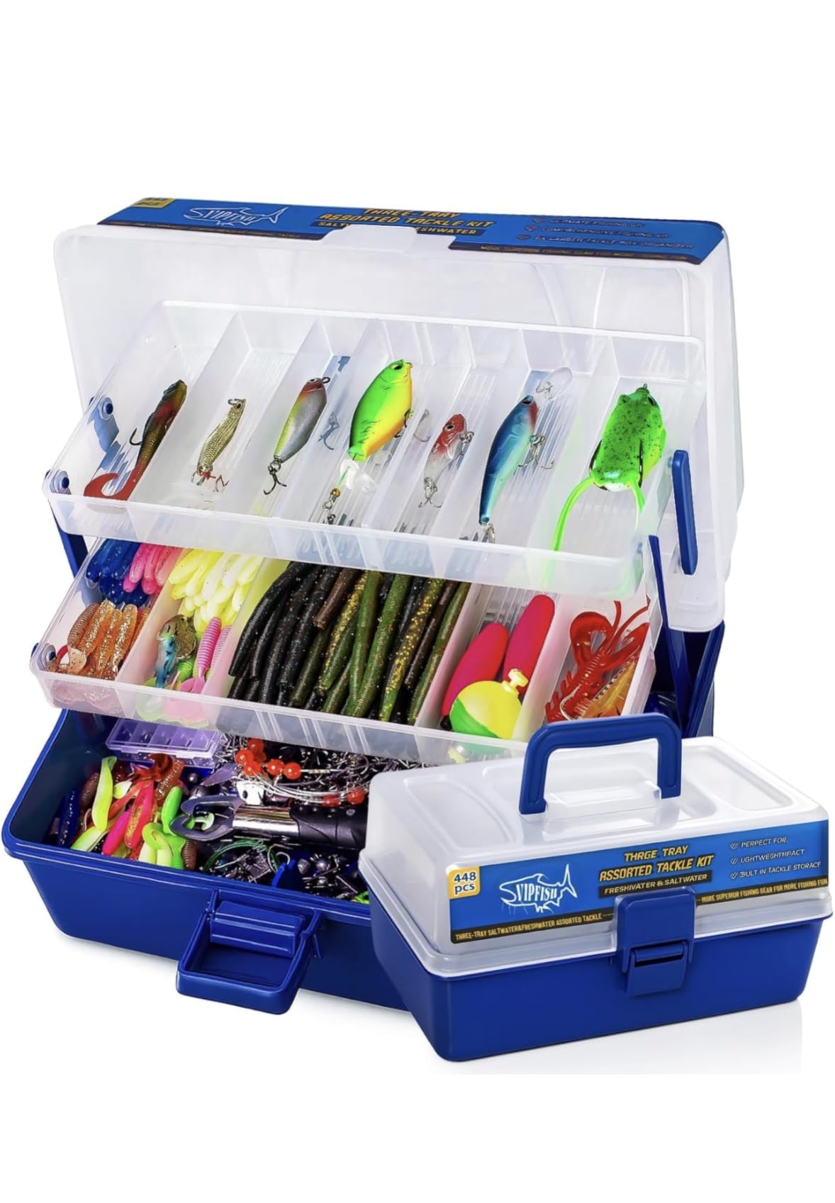 448-Pcs Fishing Lures Kit - Complete Large 3-Layer Tackle Box Set with Hooks, Weights, Bobbers, Pliers, Rigs, Leaders & Accessories for Men, Kids, Beginners, Gear gift choice for Fathers Day customer photo 2