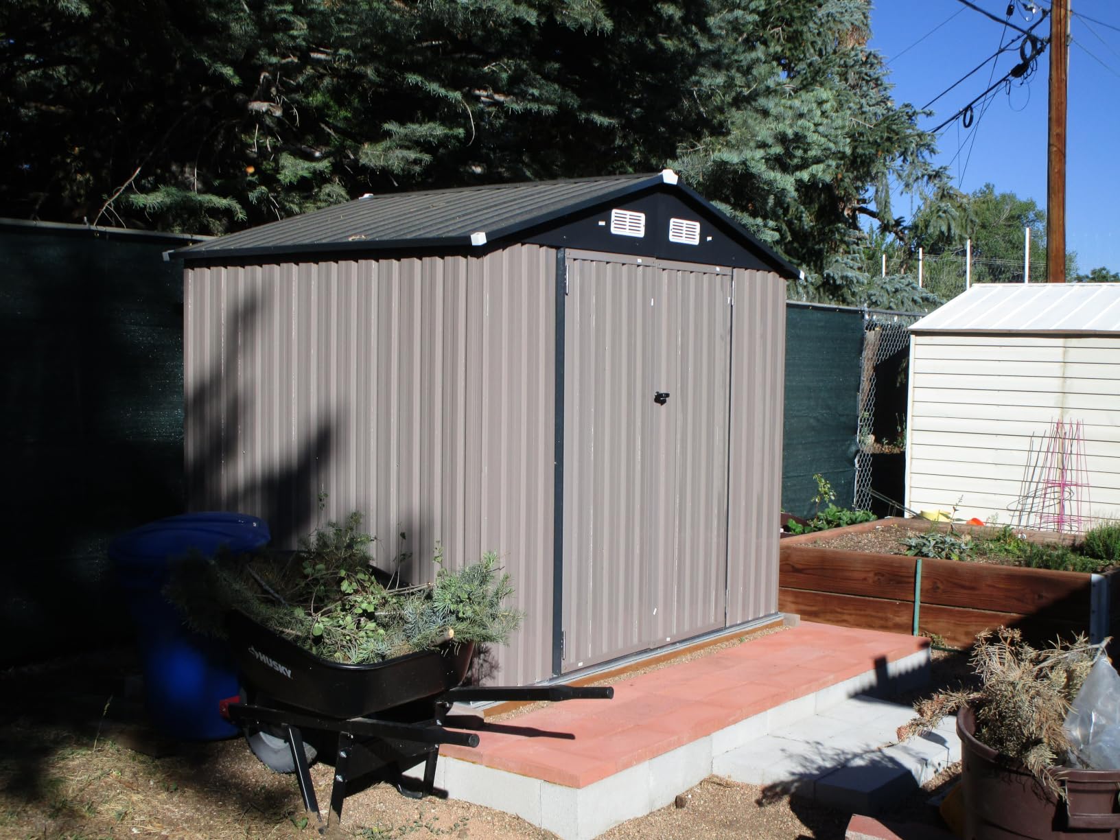 Aoxun 6.2x4 FT Shed Outdoor Storage Shed with Lockable Doors & Sloping Roof Metal Garden Tool Shed for Backyard, Patio, Poolside (Brown) customer photo 1