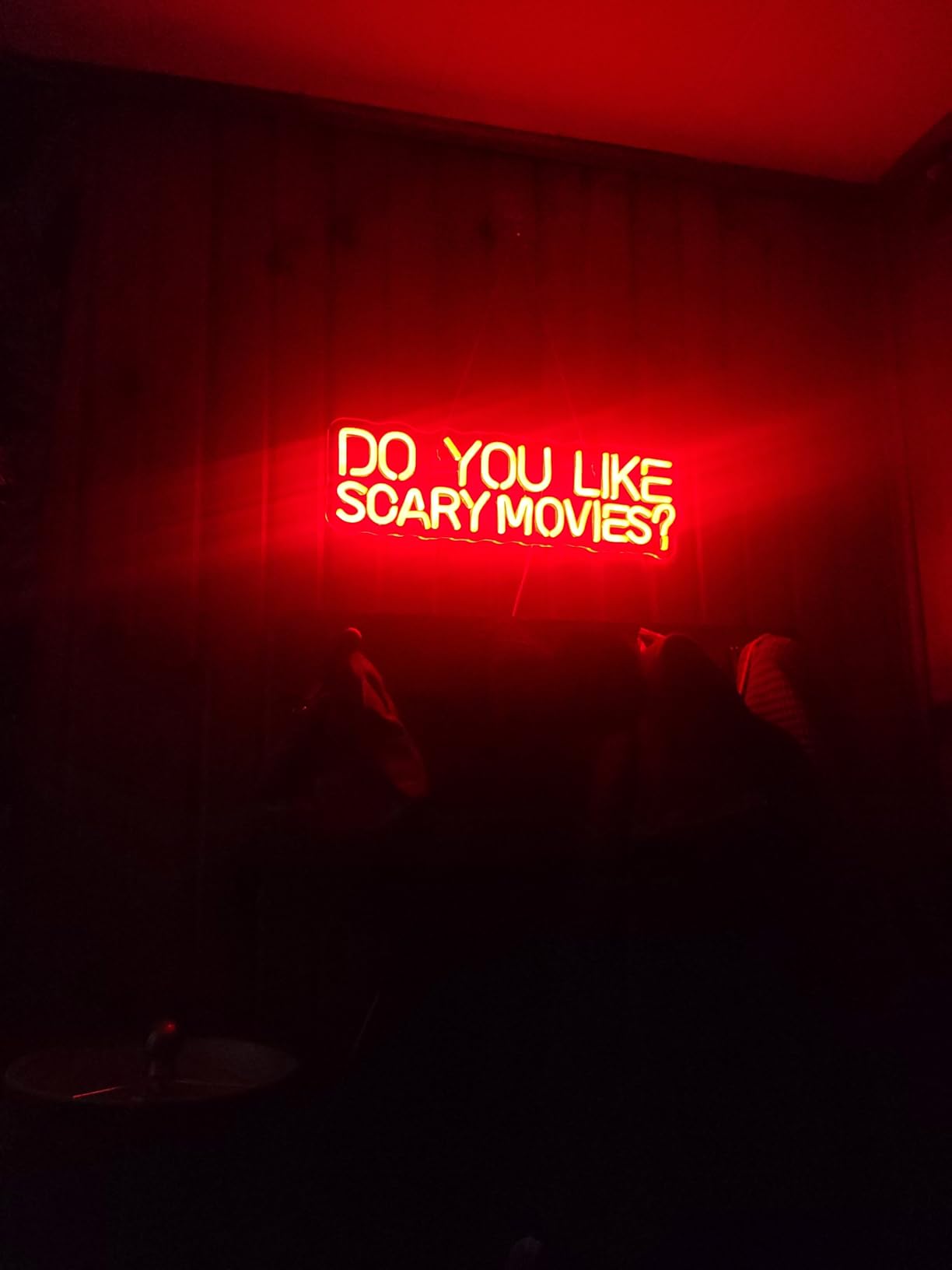 Do You Like Scary Movies Neon Sign Horror Cinema Neon Signs for Wall Decor LED Night Light for Escape Room Bar Club Party Teen Boy Man Cave Game Gothic Halloween Decoration customer photo 2