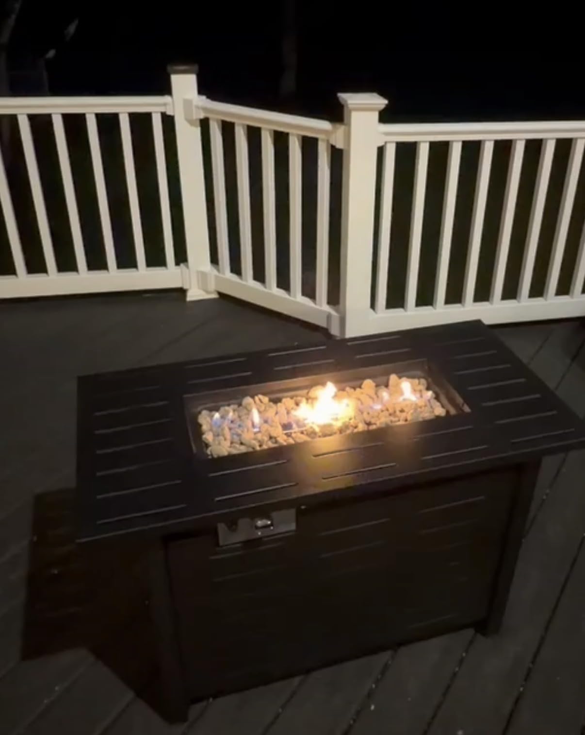 Aoxun 41 Inch Propane Fire Pit 50,000 BTU Gas Fire Pit Table with Removable Lid & Lava Rocks, Rectangle Firepit Table for Outside, Patio, Deck, Backyard, Black customer photo 2