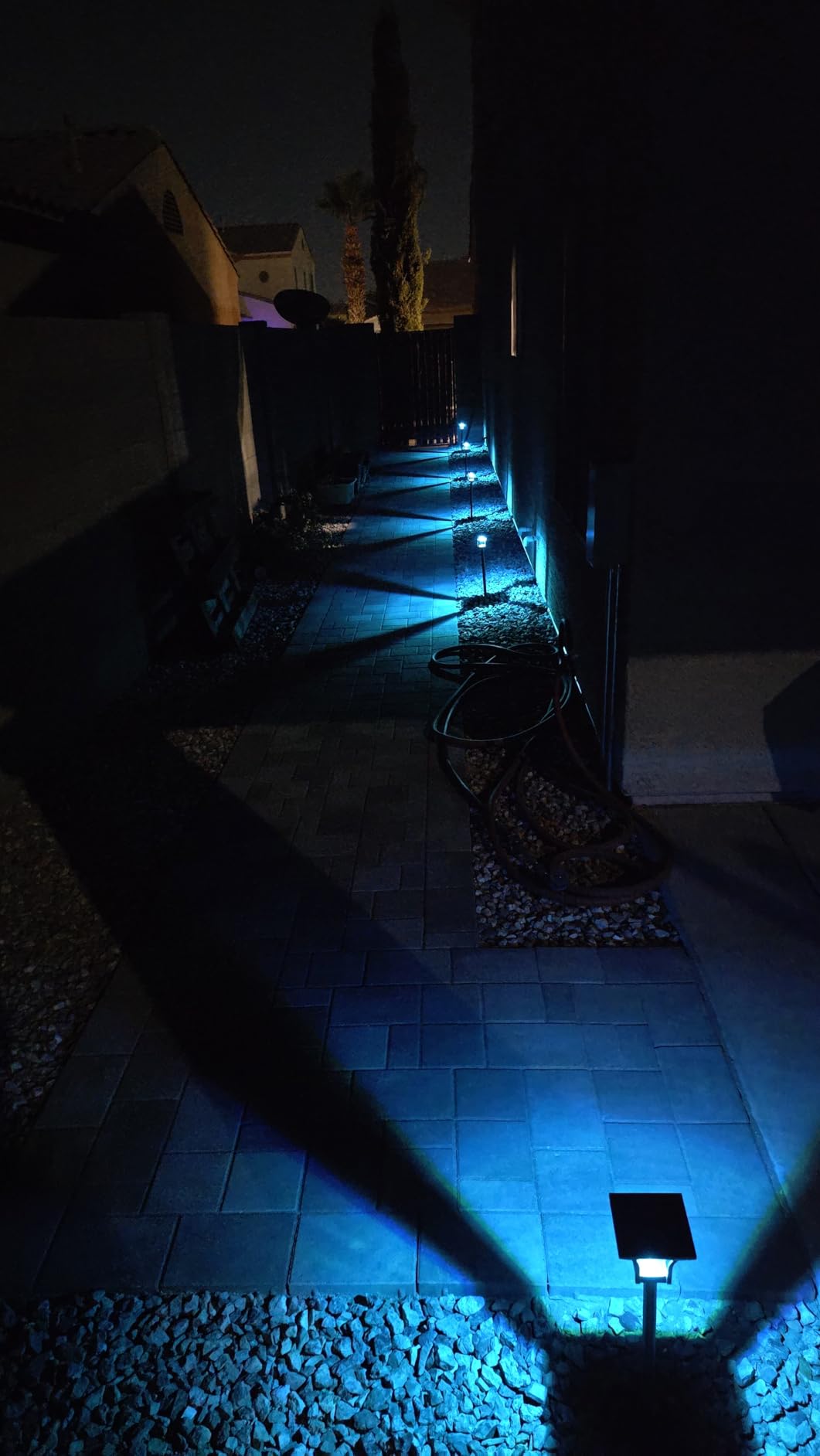 CINOTON RGBCW Solar Pathway Lights Outdoor, 3 Lighting Modes, 12 Pack | IP65 Waterproof, RGB, Warm White And Cool White, Auto On/Off, Solar Powered, Easy Installation for Garden, Walkway & Driveway customer photo 2