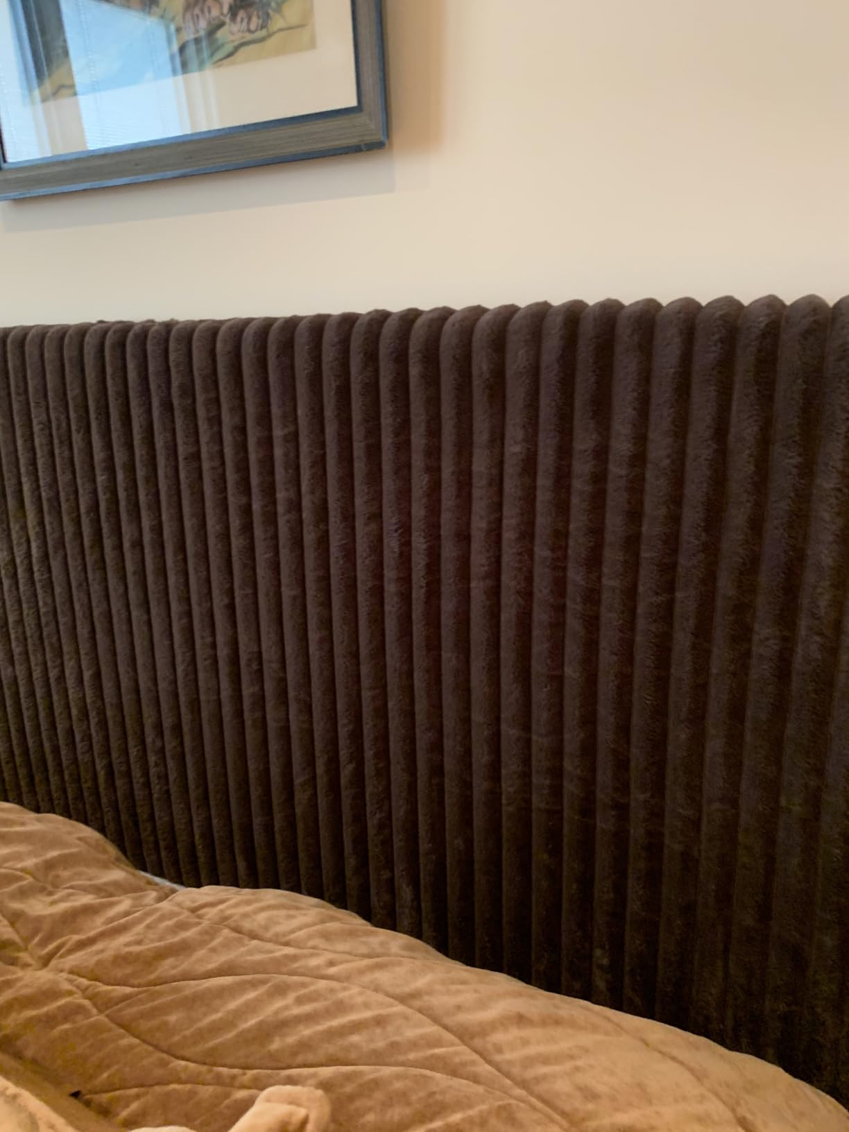 Luxury Faux Fur Throw Blanket - Ultra Soft & Cozy Plush Ribbed Design, Warm Striped Accent, for Women. Ideal for Sofa, Bed, or Decor. Brown, 51 x 63 inches customer photo 1
